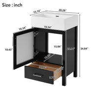 VanityFus 20.28-in Single Sink Combo Bathroom Vanity Black With White Ceramic Top 1 Soft-Close Doors 1 drawer