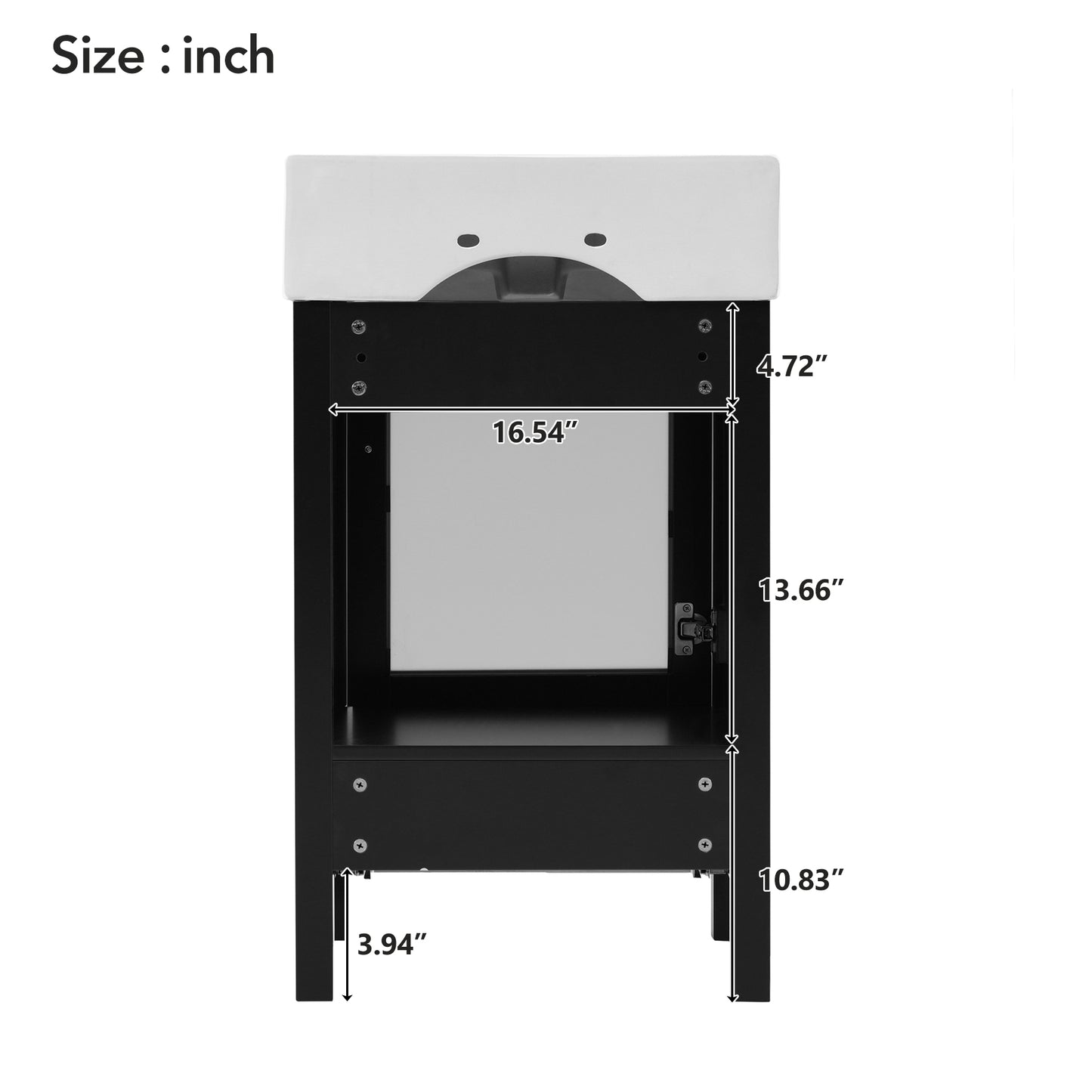 VanityFus 20.28-in Single Sink Combo Bathroom Vanity Black With White Ceramic Top 1 Soft-Close Doors 1 drawer