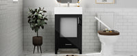 VanityFus 20.28-in Single Sink Combo Bathroom Vanity Black With White Ceramic Top 1 Soft-Close Doors 1 drawer