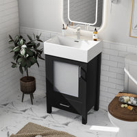 VanityFus 20.28-in Single Sink Combo Bathroom Vanity Black With White Ceramic Top 1 Soft-Close Doors 1 drawer