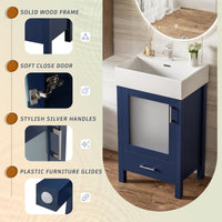 VanityFus 20.28-in Single Sink Combo Bathroom Vanity Blue With White Ceramic Top 1 Soft-Close Doors 1 drawer