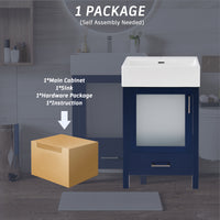 VanityFus 20.28-in Single Sink Combo Bathroom Vanity Blue With White Ceramic Top 1 Soft-Close Doors 1 drawer