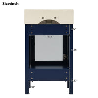 VanityFus 20.28-in Single Sink Combo Bathroom Vanity Blue With White Ceramic Top 1 Soft-Close Doors 1 drawer