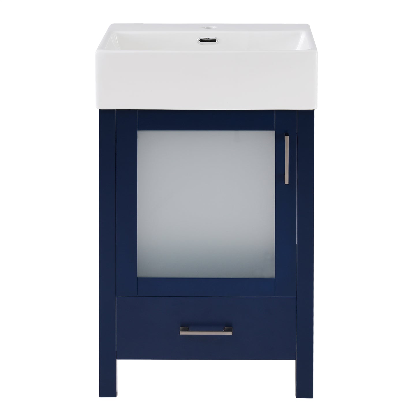 VanityFus 20.28-in Single Sink Combo Bathroom Vanity Blue With White Ceramic Top 1 Soft-Close Doors 1 drawer