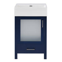 VanityFus 20.28-in Single Sink Combo Bathroom Vanity Blue With White Ceramic Top 1 Soft-Close Doors 1 drawer