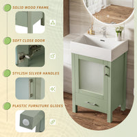 VanityFus 20.28-in Single Sink Combo Bathroom Vanity Green With White Ceramic Top 1 Soft-Close Doors 1 drawer