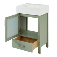 VanityFus 20.28-in Single Sink Combo Bathroom Vanity Green With White Ceramic Top 1 Soft-Close Doors 1 drawer