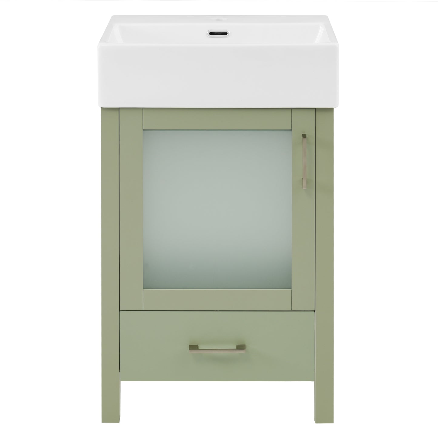 VanityFus 20.28-in Single Sink Combo Bathroom Vanity Green With White Ceramic Top 1 Soft-Close Doors 1 drawer