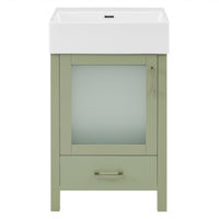 VanityFus 20.28-in Single Sink Combo Bathroom Vanity Green With White Ceramic Top 1 Soft-Close Doors 1 drawer