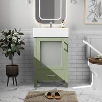 VanityFus 20.28-in Single Sink Combo Bathroom Vanity Green With White Ceramic Top 1 Soft-Close Doors 1 drawer