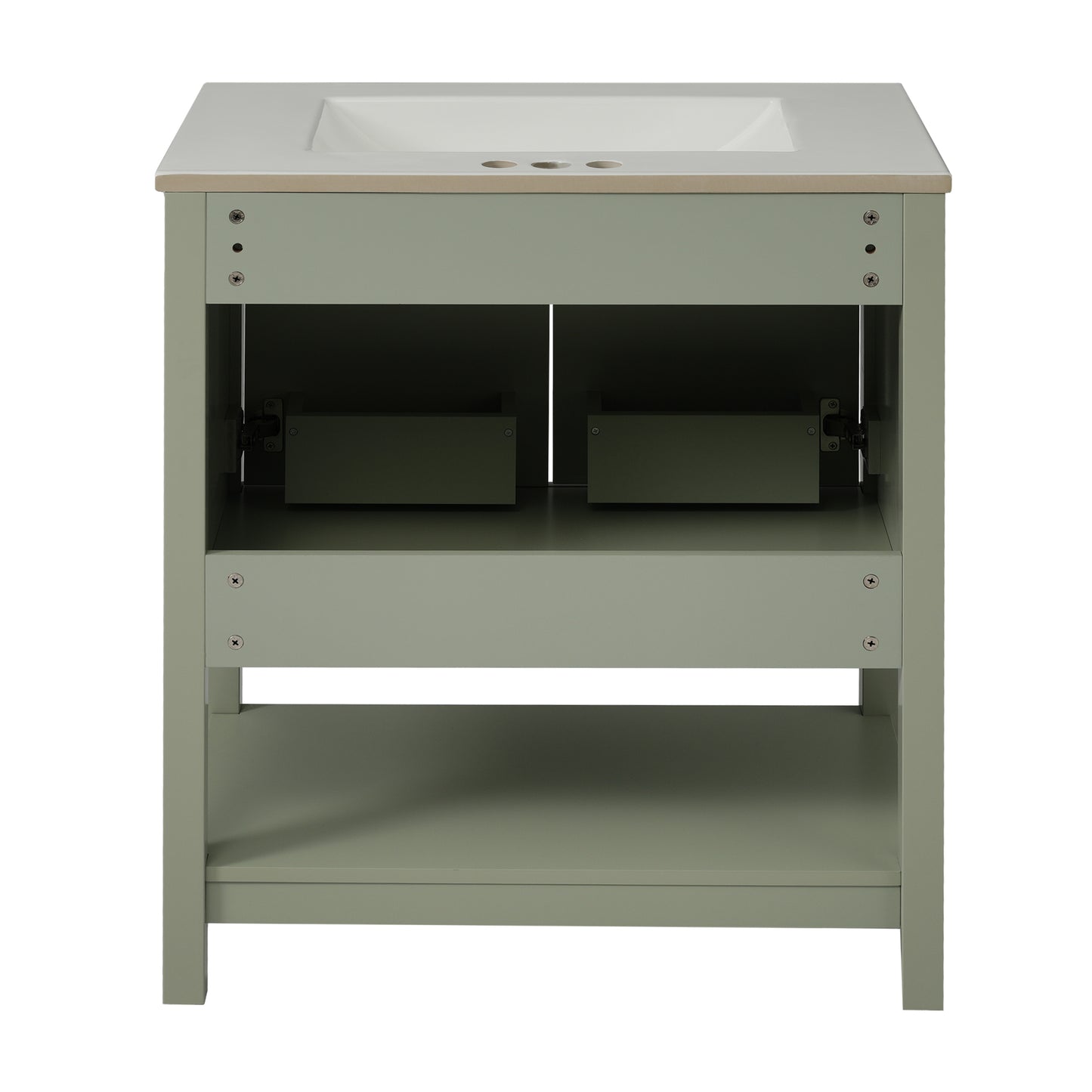 VanityFus 30-in Single Sink Combo Bathroom Vanity Green With White Ceramic Top 2 Soft-Close Doors