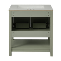 VanityFus 30-in Single Sink Combo Bathroom Vanity Green With White Ceramic Top 2 Soft-Close Doors