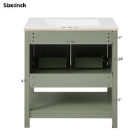 VanityFus 30-in Single Sink Combo Bathroom Vanity Green With White Ceramic Top 2 Soft-Close Doors