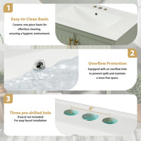 VanityFus 30-in Single Sink Combo Bathroom Vanity Green With White Ceramic Top 2 Soft-Close Doors