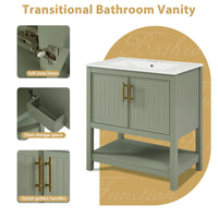 VanityFus 30-in Single Sink Combo Bathroom Vanity Green With White Ceramic Top 2 Soft-Close Doors