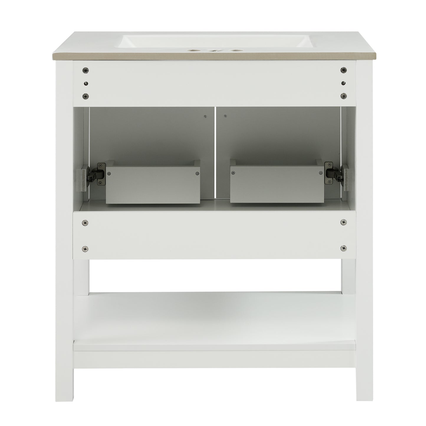 VanityFus 30-in Single Sink Combo White Bathroom Vanity With Ceramic Top 2 Soft-Close Doors