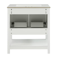 VanityFus 30-in Single Sink Combo White Bathroom Vanity With Ceramic Top 2 Soft-Close Doors