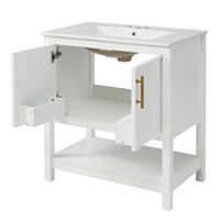 VanityFus 30-in Single Sink Combo White Bathroom Vanity With Ceramic Top 2 Soft-Close Doors