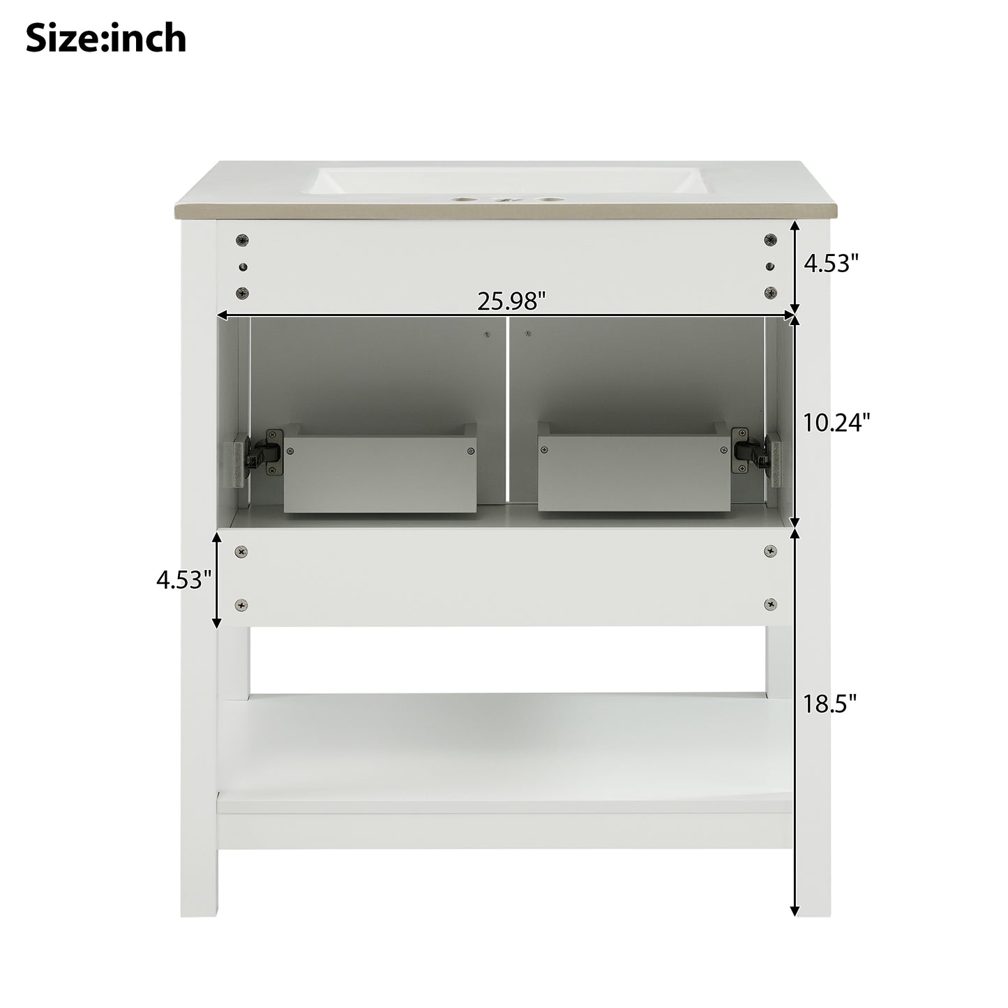 VanityFus 30-in Single Sink Combo White Bathroom Vanity With Ceramic Top 2 Soft-Close Doors