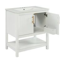 VanityFus 30-in Single Sink Combo White Bathroom Vanity With Ceramic Top 2 Soft-Close Doors