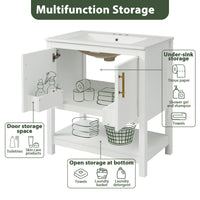 VanityFus 30-in Single Sink Combo White Bathroom Vanity With Ceramic Top 2 Soft-Close Doors