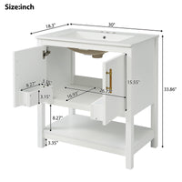 VanityFus 30-in Single Sink Combo White Bathroom Vanity With Ceramic Top 2 Soft-Close Doors