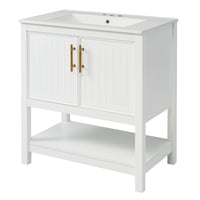 VanityFus 30-in Single Sink Combo White Bathroom Vanity With Ceramic Top 2 Soft-Close Doors