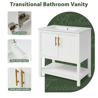 VanityFus 30-in Single Sink Combo White Bathroom Vanity With Ceramic Top 2 Soft-Close Doors