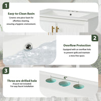 VanityFus 30-in Single Sink Combo White Bathroom Vanity With Ceramic Top 2 Soft-Close Doors