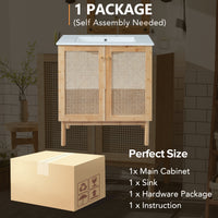 VanityFus 29.9-in Single Sink Combo White Bathroom Vanity Wood Rattan Ceramic Top 2 Soft-Close Doors