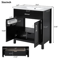 VanityFus 29.9-in Single Sink Combo Black Bathroom Vanity With Ceramic Top 2 Soft-Close Doors 1 drawer
