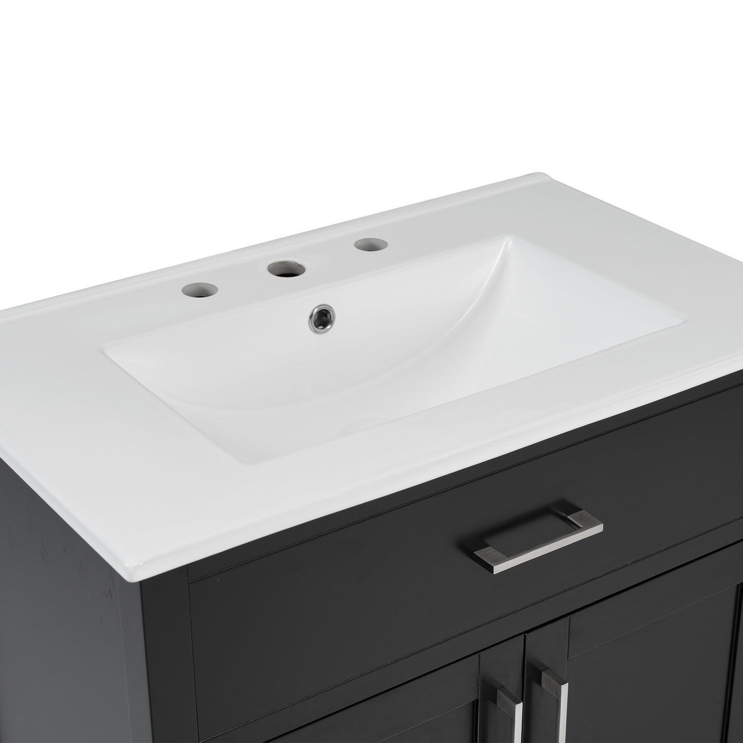 VanityFus 29.9-in Single Sink Combo Black Bathroom Vanity With Ceramic Top 2 Soft-Close Doors 1 drawer
