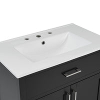 VanityFus 29.9-in Single Sink Combo Black Bathroom Vanity With Ceramic Top 2 Soft-Close Doors 1 drawer