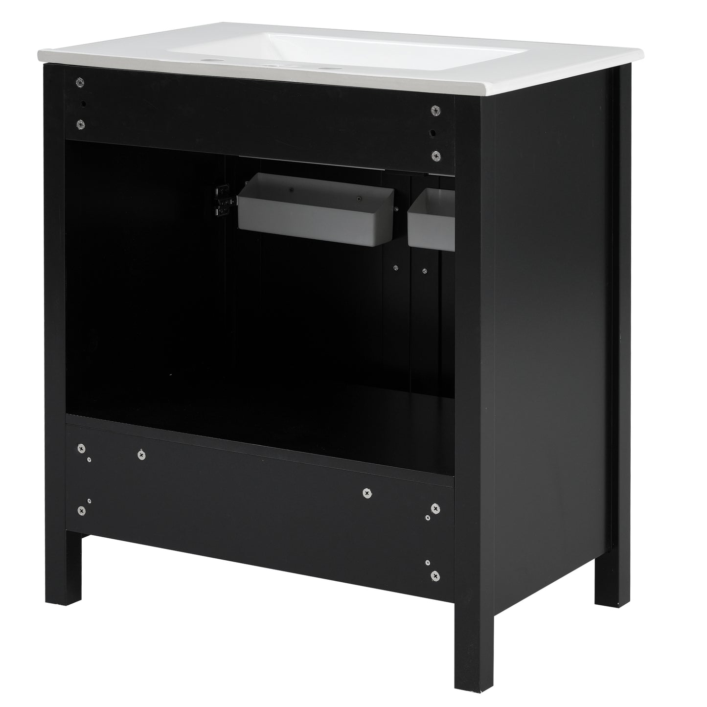 VanityFus 29.9-in Single Sink Combo Black Bathroom Vanity With Ceramic Top 2 Soft-Close Doors 1 drawer