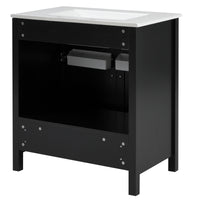 VanityFus 29.9-in Single Sink Combo Black Bathroom Vanity With Ceramic Top 2 Soft-Close Doors 1 drawer