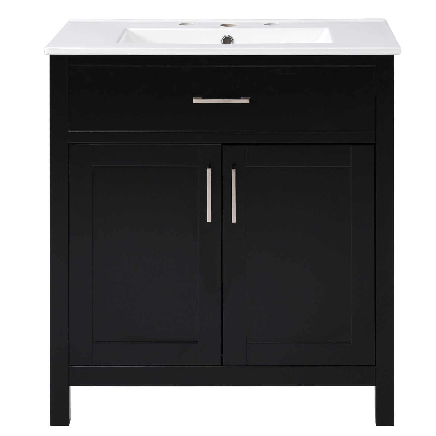 VanityFus 29.9-in Single Sink Combo Black Bathroom Vanity With Ceramic Top 2 Soft-Close Doors 1 drawer