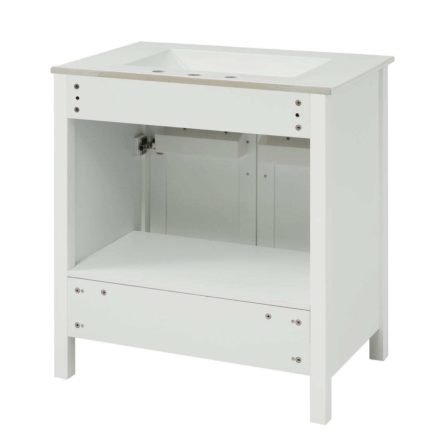 VanityFus 29.9-in Single Sink Combo White Bathroom Vanity With Ceramic Top 2 Soft-Close Doors 1 drawer
