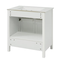 VanityFus 29.9-in Single Sink Combo White Bathroom Vanity With Ceramic Top 2 Soft-Close Doors 1 drawer