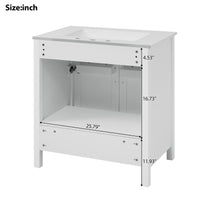 VanityFus 29.9-in Single Sink Combo White Bathroom Vanity With Ceramic Top 2 Soft-Close Doors 1 drawer