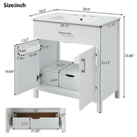 VanityFus 29.9-in Single Sink Combo White Bathroom Vanity With Ceramic Top 2 Soft-Close Doors 1 drawer