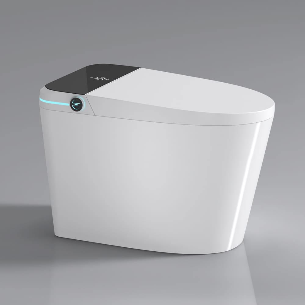 Modern Smart Toilet with Bidet Seat Built-in, Intelligent Toilet Auto Open/Close Seat, Foot Sensor, LED Display,Night Light, Warm Water & Dryer,White