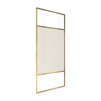 34 in W x 74 in H x 0.687 in. D Fixed Single Panel Shower Door in Brushed Nickel/Brushed Gold with Clear Glass and Frame