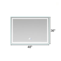 Rectangular Frameless Anti-Fog Wall-Mounted LED Light Bathroom Vanity Mirror in Silver