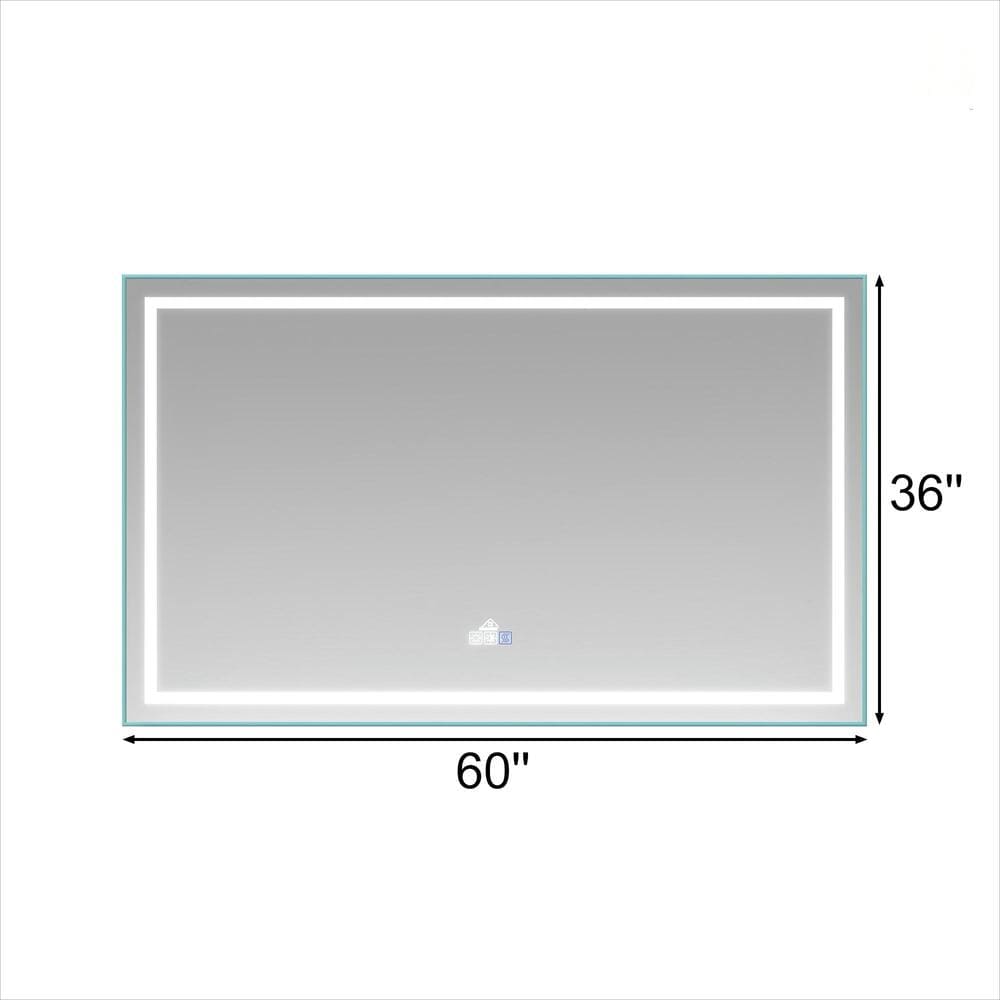 Rectangular Frameless Anti-Fog Wall-Mounted LED Light Bathroom Vanity Mirror in Silver