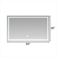 Rectangular Frameless Anti-Fog Wall-Mounted LED Light Bathroom Vanity Mirror in Silver