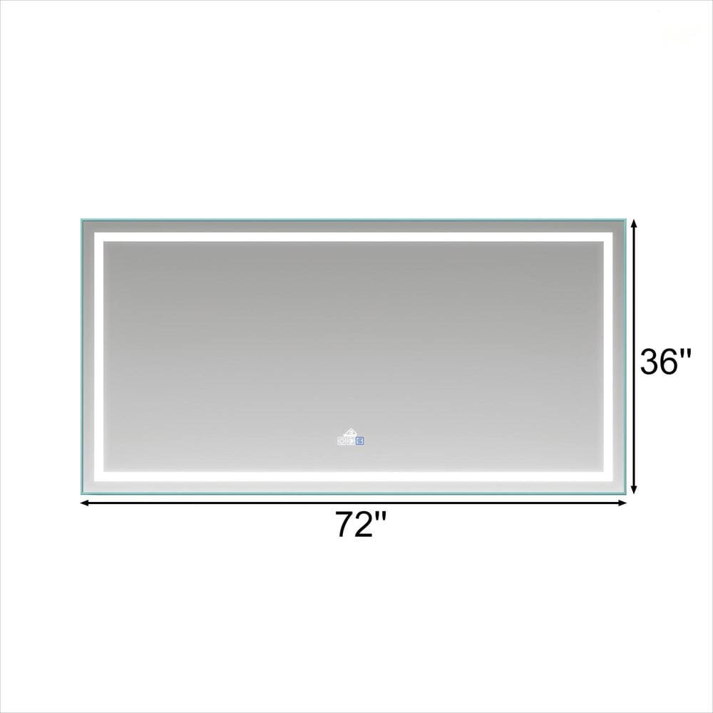 Rectangular Frameless Anti-Fog Wall-Mounted LED Light Bathroom Vanity Mirror in Silver