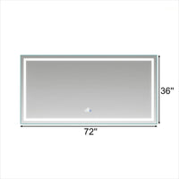 Rectangular Frameless Anti-Fog Wall-Mounted LED Light Bathroom Vanity Mirror in Silver