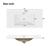 36" Gray Modern Bathroom Vanity with Ceramic Sink, Soft Close Doors, 4 Drawers for Storage, Elegant Design for Small Bathrooms