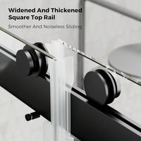 56 to 60 in W x 76 in H Double Sliding Frameless Soft-Close Shower Door with Premium 3/8 Inch (10mm) Thick Tampered Glass and Easy-cleaning Coating in Brushed Nickel/Matte Black