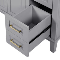 36" Gray Modern Bathroom Vanity with Ceramic Sink, Soft Close Doors, 4 Drawers for Storage, Elegant Design for Small Bathrooms